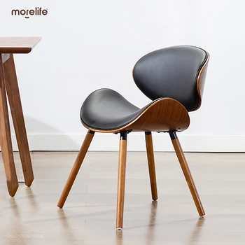 Европейският Модерен Прост Луксозен стол с облегалка във формата на бръмбар, Спестяващ място, за малко Семейство, Практичен кът за стол от масивна дървесина и кожа