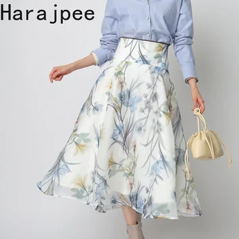 Harajpee Дамски Скъпа Пола в японски стил 2023, ранна Пролет-Лято, Нови Сладък и Поли-чадъри с принтом и висока Талия, женски