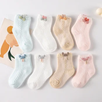 Летни тънки детски чорапи, сладки мультяшные дишащи мрежести чорапи за новородено, чорапи принцеса за малки момчета и момичета, аксесоари за деца от 0-2Y
