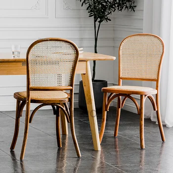 Трапезария стол от ратан за дома ресторанта Nordic Solid Wood, Малък Апартаментен кафенета, Моля, Стол за почивка, рецепция, Столове с облегалка CP
