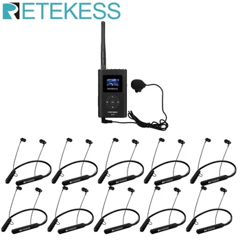 RETEKESS 1 FM трансмитер FT11 + 10шт FM-радио TR108 Bluetooth Спортни слушалки за насочване на църковни срещи