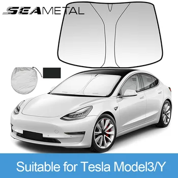 SEAMETAL Авто Козирка, Специални Слънчеви Очила На Предното Стъкло на Автомобила, UV-Защита За Tesla Model 3/ Y/ S/ X Автомобилни Аксесоари