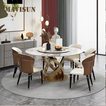 Мекият луксозен маса за хранене Bright Rock Board с превръщането на масата, мултифункционална комбинирана мебели за домашна употреба