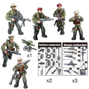 Ww2 Военни сили Batisbrick Мега блок Световна война Британските армейските фигурки Тежко оръжие тухлени играчки за подарък