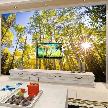 Големи потребителски тапети 3D стенописи градина гора слънчев телевизор спалня хол ТЕЛЕВИЗИЯ фон на стените са Декоративни картини тапети
