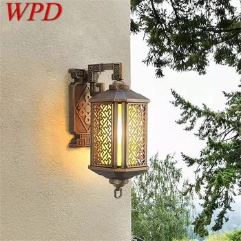 WPD Открит бронзов светлина led стенни осветителни тела, аплици Класически водоустойчив ретро за украса на дома тераси.