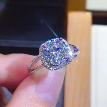Луксозен пръстен с осем сърца и осем стрели, покрит с имитация на диамант PT950 Mosan, отворено женски пръстен