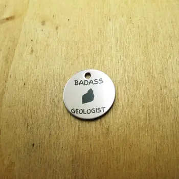 10 бр./лот-геоложки медальони от неръждаема стомана с лазерно гравирани, висулки 