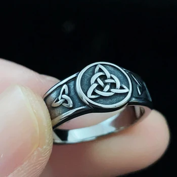 Нов дизайн, скандинавски пръстен Trinity от неръждаема стомана, модни прости пръстени в един стил на викингите, селтик пръстени за мъже и жени, бижута на едро
