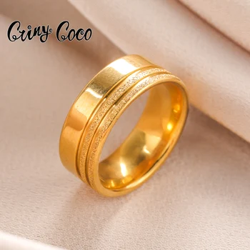 Cring Coco Ново модно пръстен от неръждаема стомана, бижута, мъжки и женски сватбени позлатени прости пръстени, Аксесоари за жени 2023