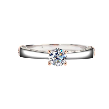 Mo Sang Diamond Нов Двоен Език на Сърцето с Четири нокти Сребърен Пръстен Жена диамантен Пръстен Tiktok Kwai Source пръстени