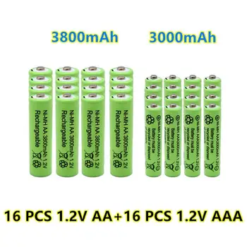 Нови NI-MH акумулаторни батерии 1.2 AA 3800 mah + NI-MH батерия 1,2 В AAA 3000 ма с възможност за подмяна