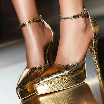 Smirnova/ Размери 35-43, нови дамски сандали от изкуствена кожа с остри пръсти, дамски модни летни обувки за партита, сандали на платформа на дебелите обувки с катарама