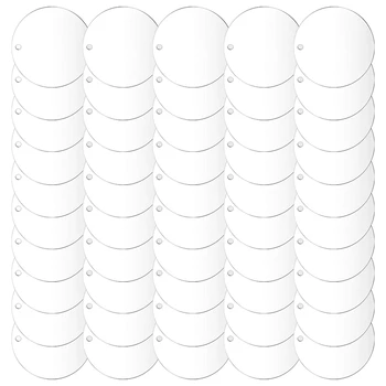 50 Бр 3-инчов акрилни заготовки С дупка Прозрачен Кръгъл орнамент Прозрачни кръгли акрилни заготовки за коледната декорация