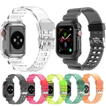 Силикон прозрачен каишка за Apple Watch каишка 44 мм 42 мм 38 мм 40 мм спортен каишка за часовник Аксесоари iwatch SE 6/5/4/3/2/1
