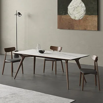 Италиански минималистичен стил, маса за хранене и столове от масив шисти, комбинация от скандинавски простота и модерен дребните битови предмети от пепел dini