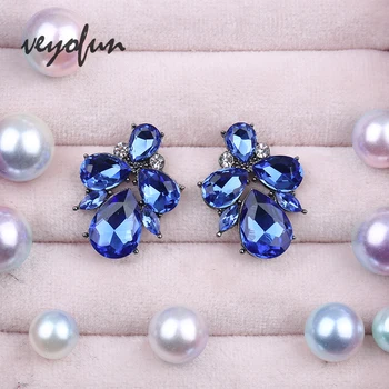 Veyofun, модни обеци-карамфил с геометрични кристали за жени, модни бижута, подарък, нестандартен, търговия на едро