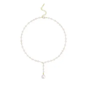 LuxHoney Сладък романтична Ins Стил, прозрачен кристал, перлата на Медальон, огърлица, колие за Жени, Момичета, сватба парти