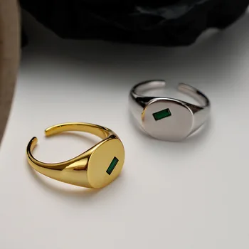Корейското прост и малък пръстен от сребро S925 проба с диамантен пръстен, 
