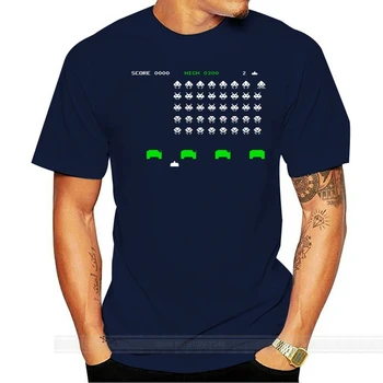 Тениска в стил Space Invaders - Мъжки t-shirt с аркадными игри в ретро стил, лятна модна тениска с къс ръкав и принтом