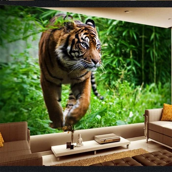 beibehang Потребителски 3D стенописи с висока разделителна способност, триизмерни фрески с образа на тигър и лисици, фонова стена за хол, спалня
