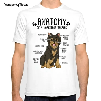 Забавната анатомия, подарък за фен на кучета Йоркширскому терьеру, мъжка тениска с принтом, сладки ежедневни блузи, прости тениски за любителите на кучета, градинска унисекс облекло