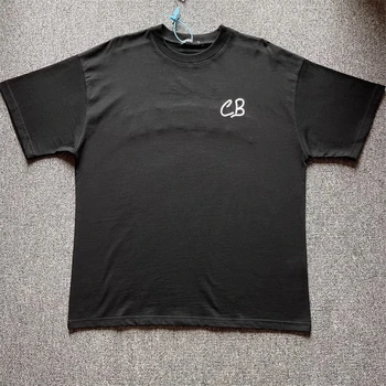 Cole Buxton/ Черни Тениски с Бродирани Писмото Лого, Банер Нашивка От Памук CB Оверсайз С Къс Ръкав