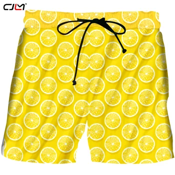CJLM 3D плодове-лимон, жълти мъжки плажни шорти с принтом в нова тема, ежедневни панталони големи размери Унисекс, мъжки дрехи