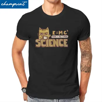 Забавна тениска със специална теория на относителността за мъже, тениски от чист памук, с кръгло деколте, Energy = Milk x Coffee2, тениска с къс ръкав, идея за подарък, Върхове