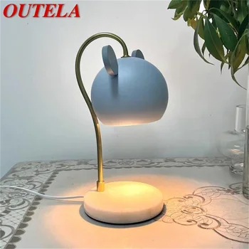 OUTELA Модерна и креативна настолна лампа, мультяшная мраморна свещ, настолна лампа, led лампа за декорация на дома, спални
