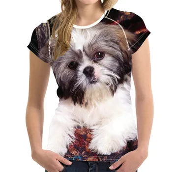 Модни Тениски Оверсайз, Дамски Тениски с Образа на Животни, Кучета, 3D Печат, Дамски Тениски С Кръгло Деколте И Къси Ръкави, Летни Блузи Camisa
