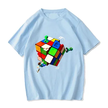 Тениски Cubo Rubik от висококачествен памук европейския размер, дизайнерски мъжки t-shirt, манга, забавна японската унисекс облекло