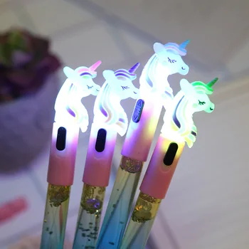 1 бр. креативна светещ дръжка с анимационни единорогом, скъпа светещ химикалка химикалка, канцеларски материали за студенти, 0,5 mm, инструмент за писане, учебни пособия