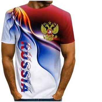 Лятна Новост 2023, Градинска тениска с принтом 3D Орел, на руския Флаг, мъжка тениска с кръгло деколте, Московска мода