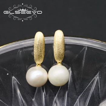 Glseevo сребро, обици-висулки от естествени сладководни перли във формата на бисквитка, дамски ретро изискани бижута GE1083