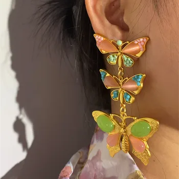 Аксесоари за уши-пеперуди Dream Butterfly Френски ретро котешко око 2023, нов дизайн, ушни шипове sense, сребърна игла проба 925