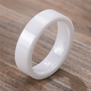 Modyle Нови дамски керамични пръстени 6 мм, класически черни, Бели, гладки бижута, модерни сватбена годежен пръстен за жени