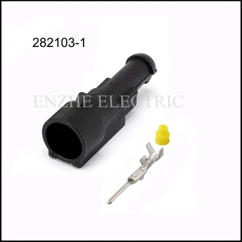 100SET 282079-1 282103-1 Авто тел кабел 1 щифт Водоустойчив автомобилен конектор женски мъжки конектор включва клеммное печат