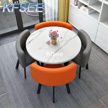Kfsee 1 комплект Prodgf Кръгла маса за хранене с дължина 80 см и 4 стола