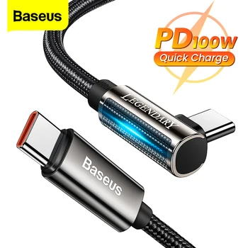 Baseus PD 100 W USB Type C-USB кабел C 5A Бързо Зареждане Зарядно Устройство USB-C 90 Градуса Дата Кабел За Xiaomi Samsung S21 Type-C Кабел