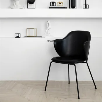 Италиански трапезни столове с облегалки за ръцете за кухненски мебели с Модерен Дом за хранене на стол с облегалка, Желязо стол за дневна, кожен стол за релакс