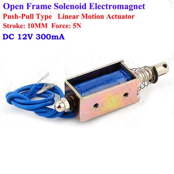ход на 10 мм, 5N, мини DC 12v 2A, електрически магнит, двутактов, чрез който има, соленоидный електромагнит, Отворена рамка за домакинство