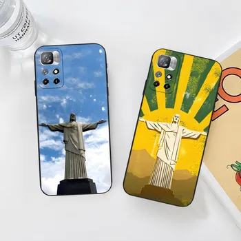 Калъф за мобилен телефон с образа на Христос, За Xiaomi 13 12 Ultra Redmi Note 10 11 A S C Lite POCO M4 F4 M3 Pro Plus, Черен Мек Калъф