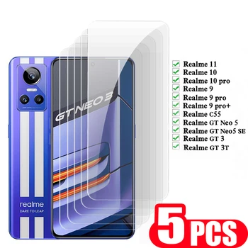 5 бр. защитно фолио За Realme GT2 pro от закалено стъкло За Realme C55 GT Neo 5 SE 9 10 11 pro plus 3 3T протектор на екрана на телефона