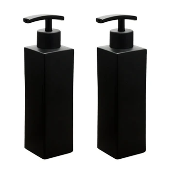 2X Опаковка Течен сапун от неръждаема стомана, Черен цвят, Дозатори за сапун, За кухня и баня, 350 мл