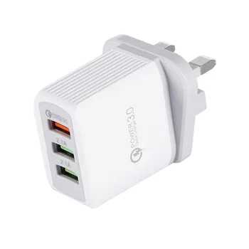 Безплатна доставка на Стоки 3 порта USB зарядно устройство за Бързо зареждане на 18 W пътно зарядно устройство Q C 3.0 Бързо зареждане на монтиране на зарядно Uk Plug Директен доставка