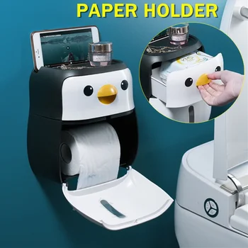 Креативен Пингвин, стенен държач за тоалетна хартия в банята, телефон, Кутия за съхранение на салфетки