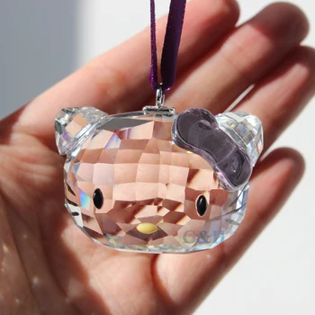 Изискан кристална висулка във формата на котка, стъкло животно, подвешенное за дома, подаръци за деца