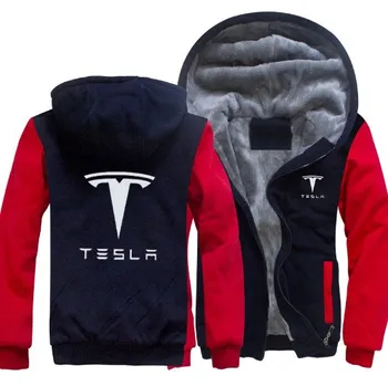 Зимни, есенни якета мъжки с принтом, hoody Tesla, плътни топли мъжки блузи в разговорния стил, палто