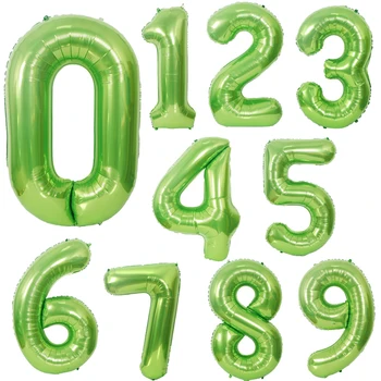 32/40 см цифров зелен балон от алуминиево фолио, украса за сватба, рожден ден, детски играчки за душата, надуваеми балони